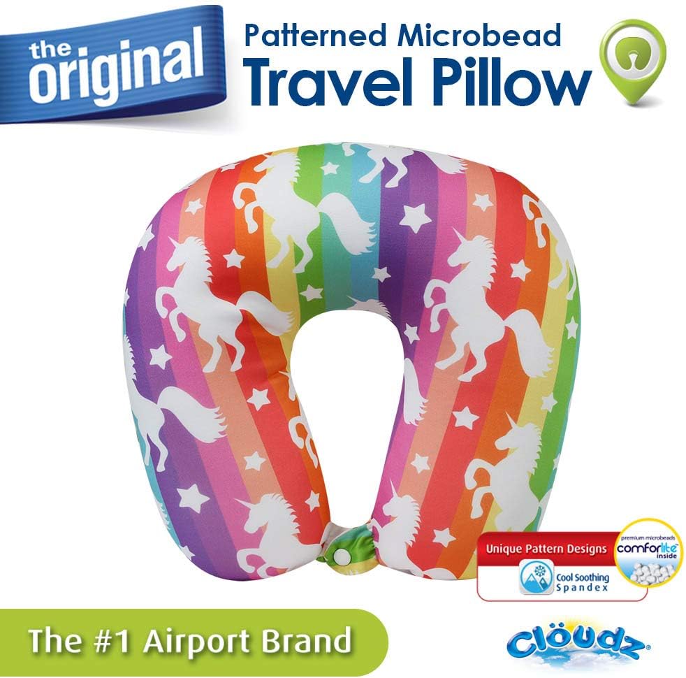 Cloudz Patterned Microbead Airplane Travel Neck Pillow. Customize Your Comfort and Support While Traveling on a Plane, Car, Bus or Train!…