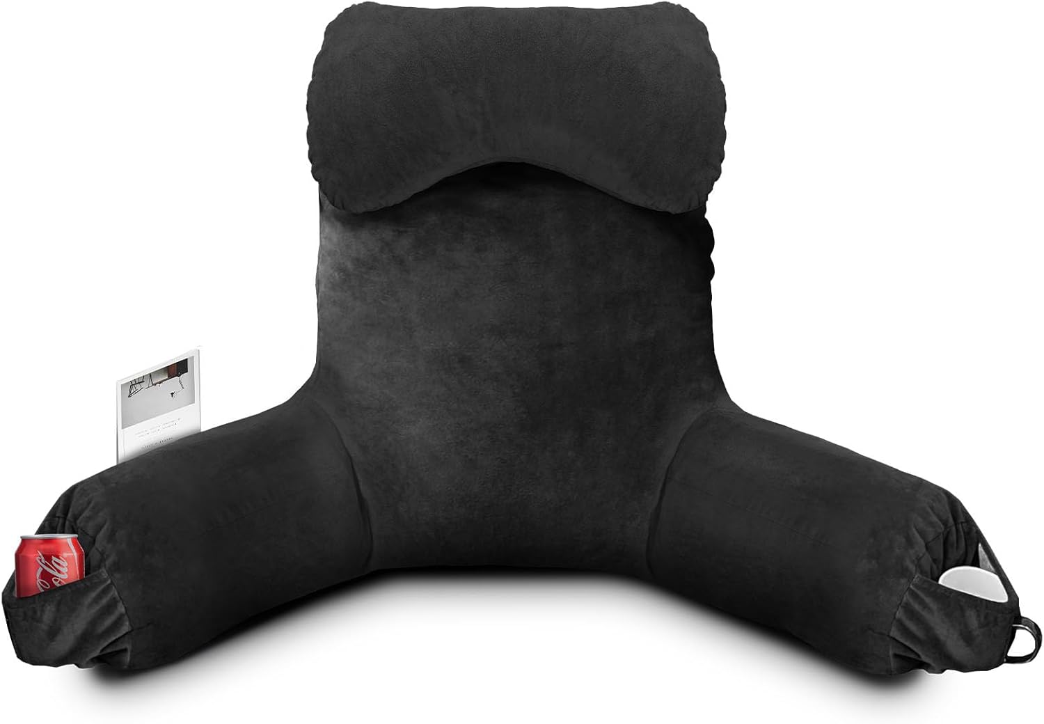 OAISZ Reading Pillow for Sitting in Bed Adult, Reading Pillow with Shredded Memory Foam (Black, Extra Large 25" H)