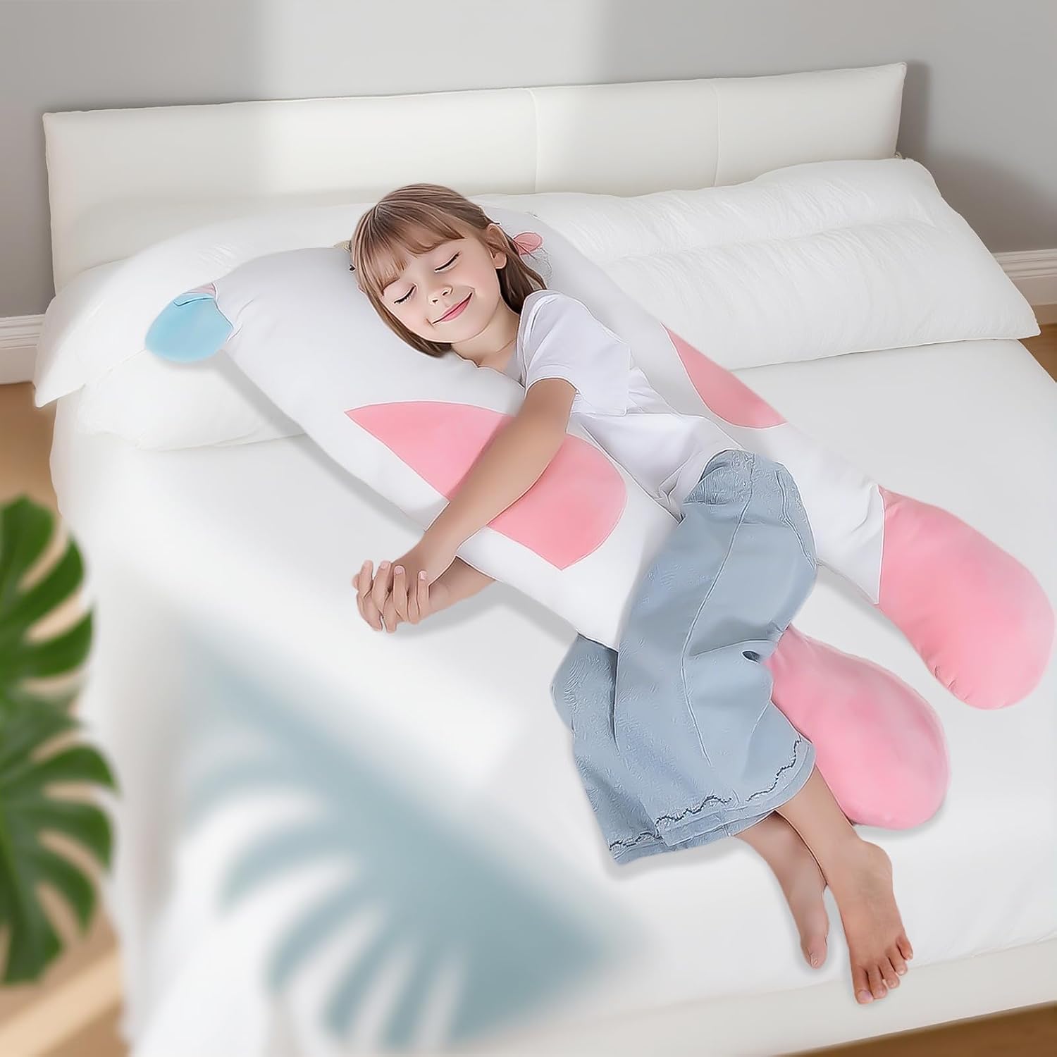 47x23 inch U Shaped Long Plush Body Pillows for Kids, Stuffed Animal Unicorn Soft Large Pillow for Sleeping, Big Cute Plushies, Washable…