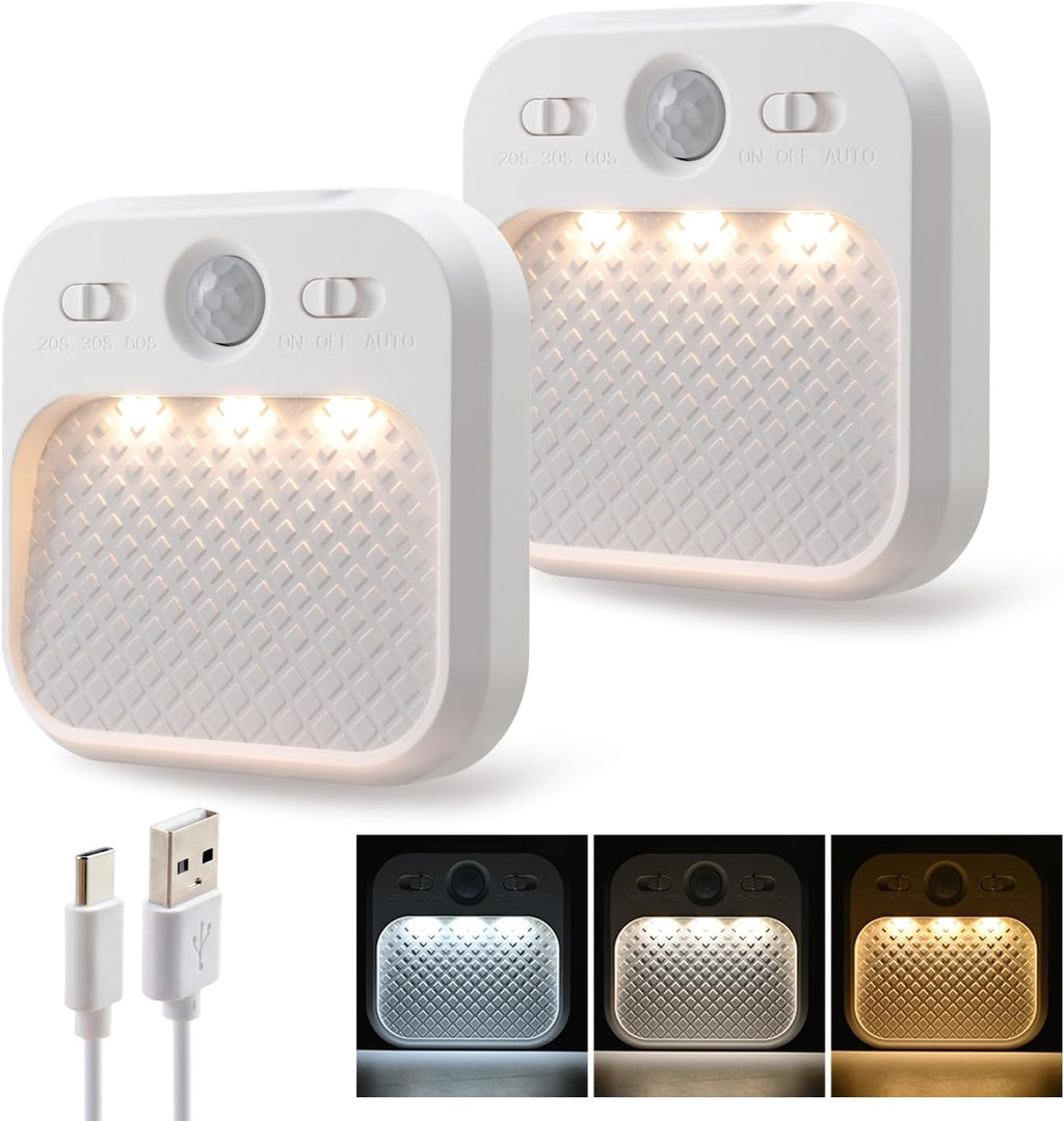 DAMI Motion Sensor Night Lights Rechargeable with Timer, Battery Cabinet Light with 3 Color Temperatures Stepless Dimming, Magnetic…