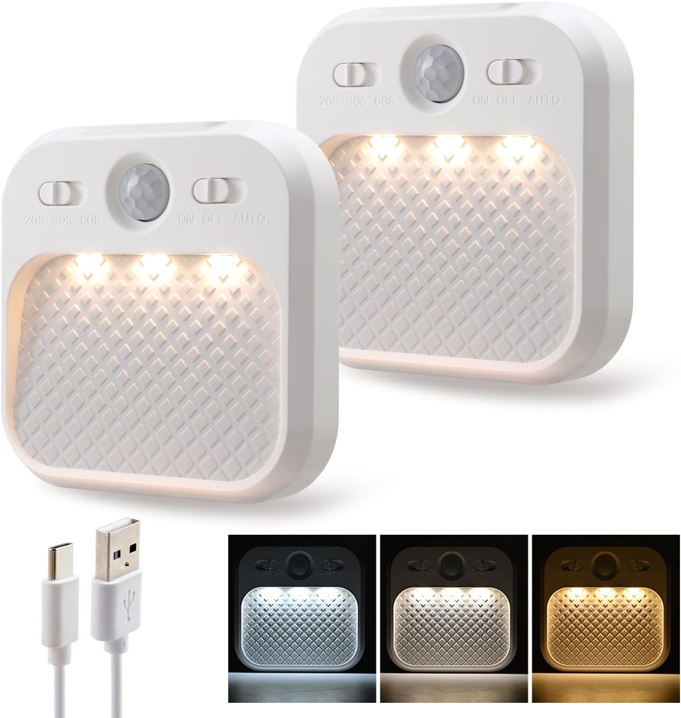 DAMI Motion Sensor Night Lights Rechargeable with Timer, Battery Cabinet Light with 3 Color Temperatures Stepless Dimming, Magnetic…