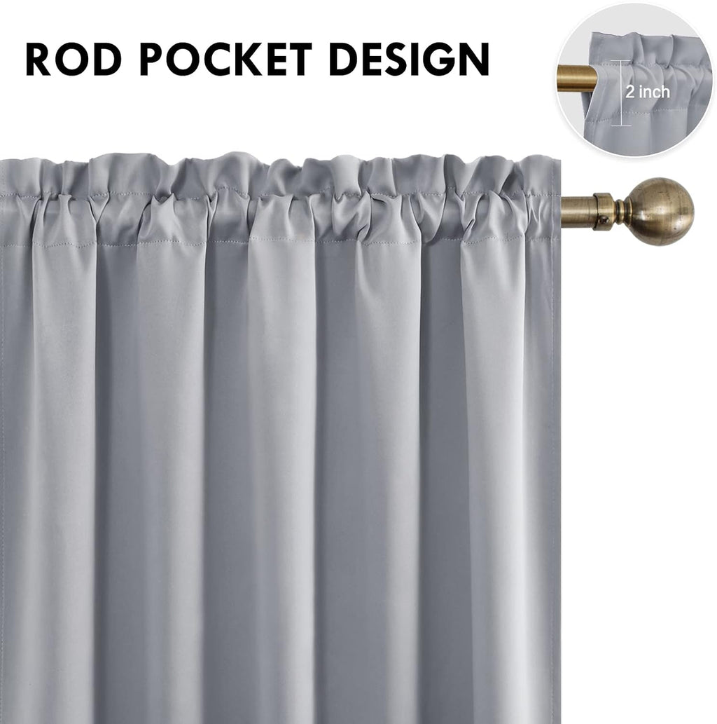 DWCN Silver Grey Blackout Curtains for Bedroom, Thermal Insulated Energy Saving Room Darkening Curtains for Living Room (W60 x L84 inch…