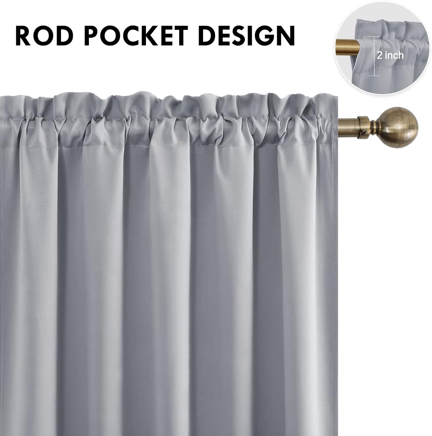 DWCN Silver Grey Blackout Curtains for Bedroom, Thermal Insulated Energy Saving Room Darkening Curtains for Living Room (W60 x L84 inch…