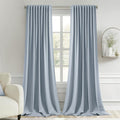 Miulee Light Blue Back Tab Blackout Curtain 96 Inch Long 2 Panels Set for Bedroom, Rod Pocket/Pinch Pleat Thermal Insulated Living Room Dar…