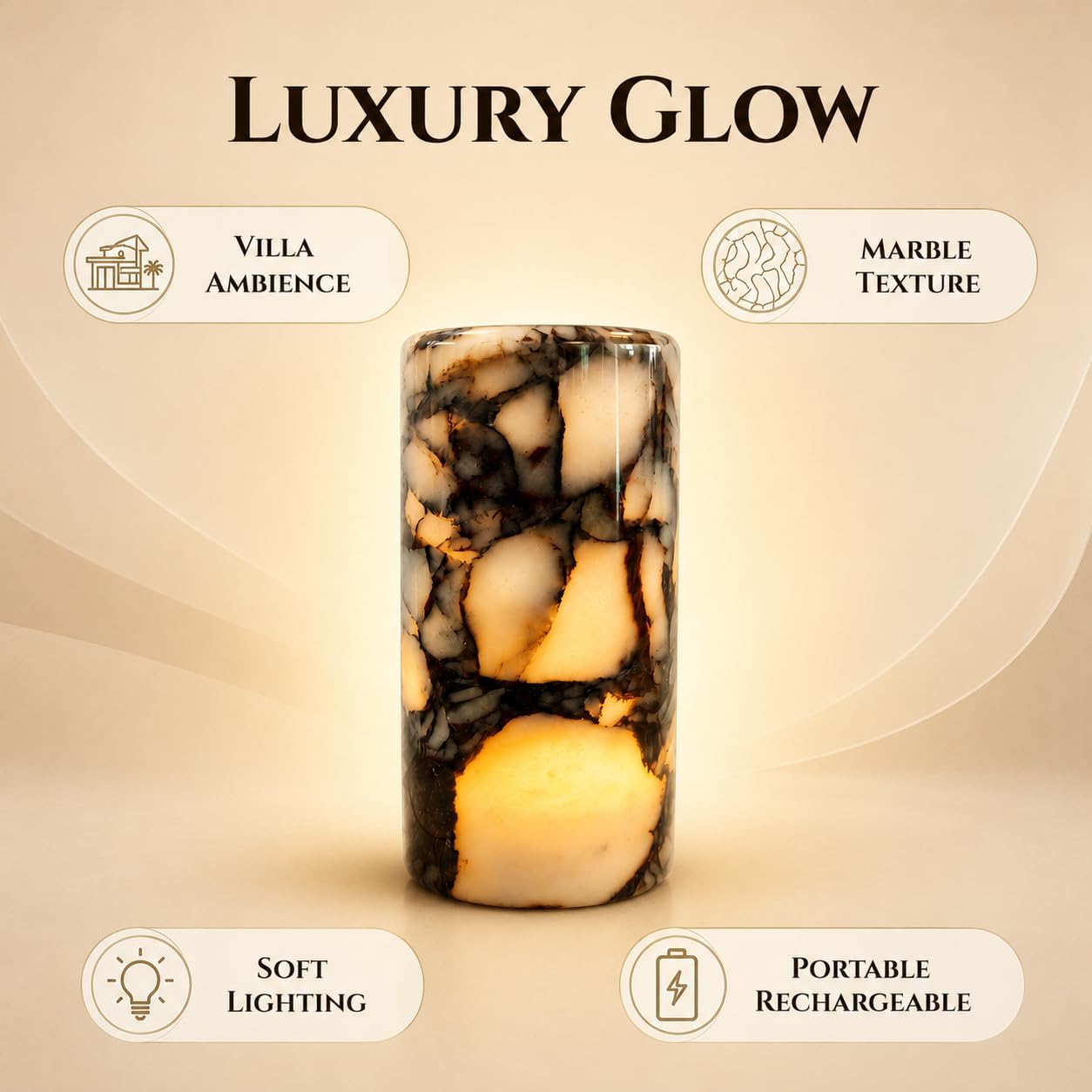 100% Marble Touch Pat Lamp, Unique Natural Stone Small Night Table Lamp, Type-C Rechargeable 3-Way Dimmable Bedside Lamp, Warm Ambient…