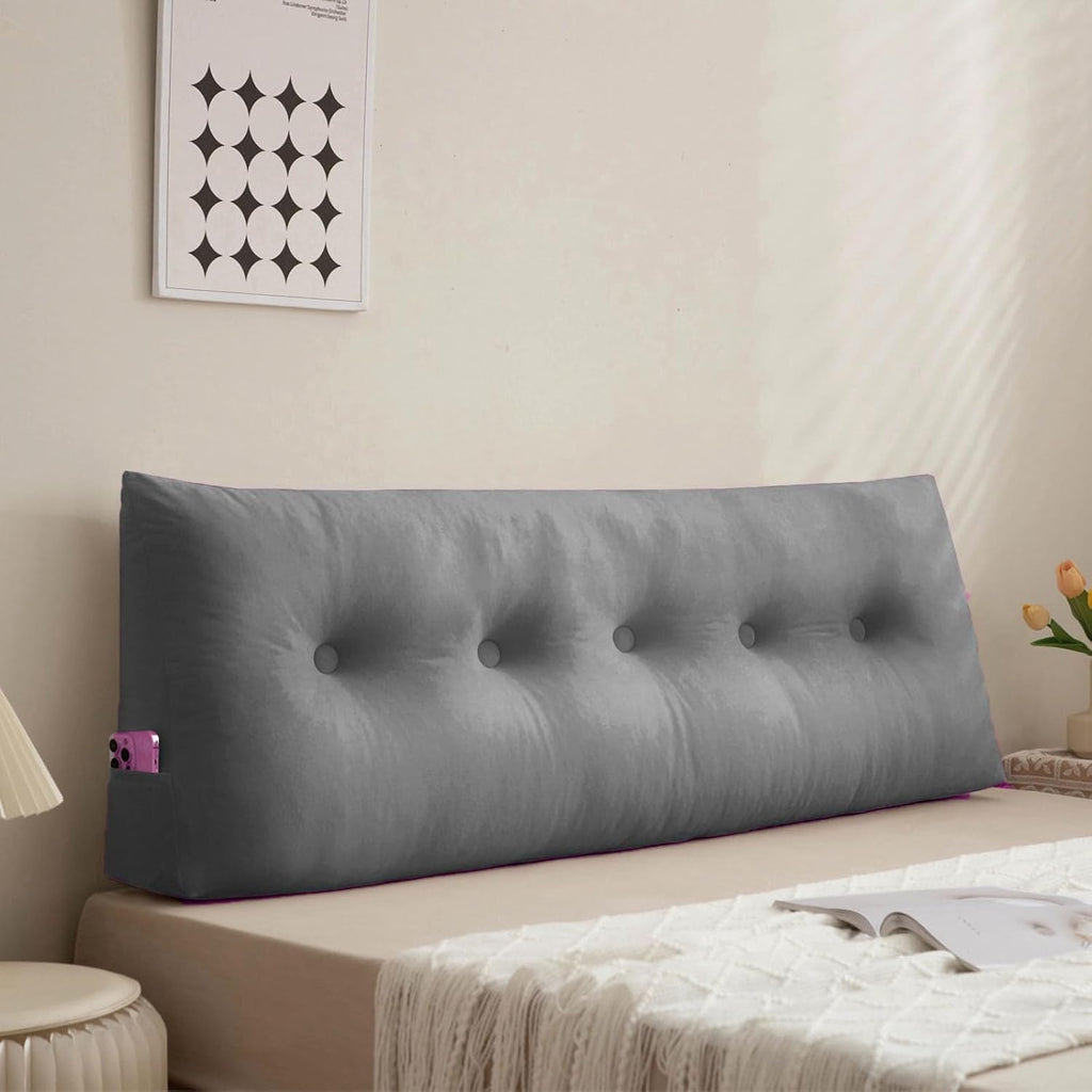 Dorm Headboard Pillows Twin XL College Bed Wedge Pillow for Headboard Gap Dark Grey Bolster Positioning Support Long Cushion for Sitting…