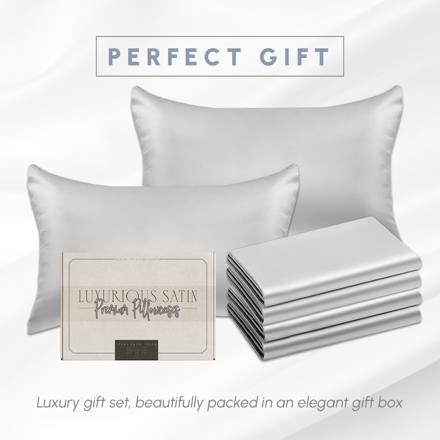 Elegantcomfort Elegant Comfort 6-Pack Cooling Viscose Satin Pillowcase Set with Hidden Zipper Closure, Silky Smooth for Hair and fabric…