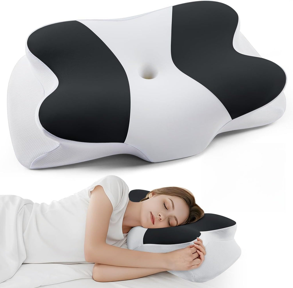 Donama Cervical Neck Pillow- Ergonomic Pillows for, Contour Memory Foam Pillow for Side/Back/Stomach Sleepers, CertiPUR-US Certified with…