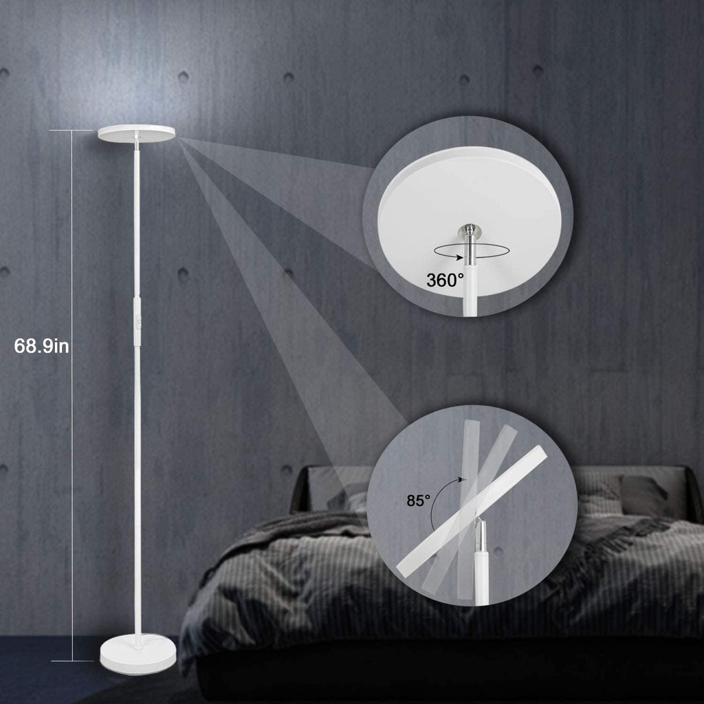 JOOFO Floor Lamp,30W/2400LM Sky LED Modern Torchiere 3 Color Temperatures Super Bright -Tall Standing Pole Light with Remote & Touch…