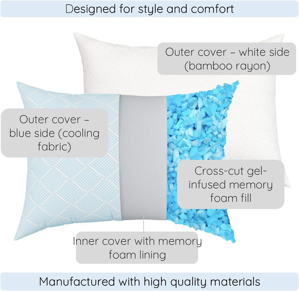 pillosophythetheoryofsleep pillosophy Original Adjustable Loft Pillow • Gel-Infused Shredded Memory Foam Fill • Dual-Sided Washable Cooling…