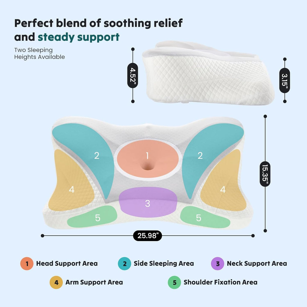 Sweetcrispy Cooling Ergonomic Memory Foam Cervical Pillow for Neck and Shoulder, Orthopedic Neck Support for Back Stomach Sleepers…
