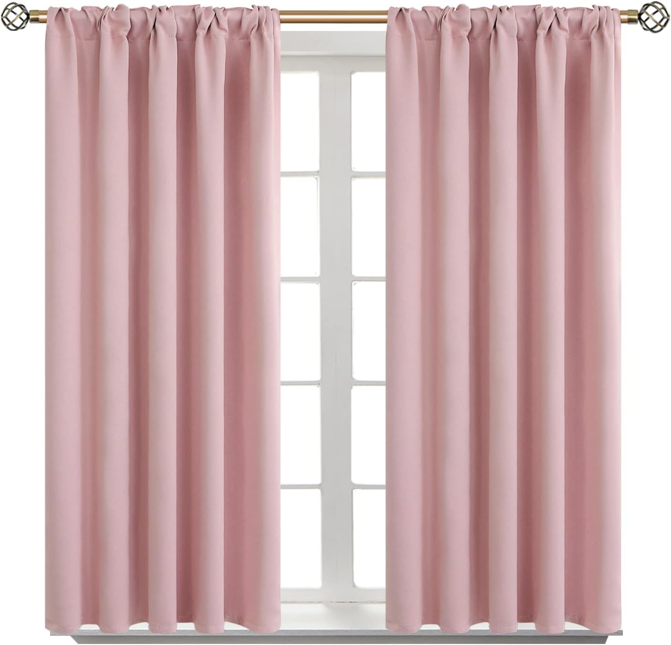 BGment Rod Pocket and Back Tab Curtains for Bedroom - Thermal Insulated Room Darkening Curtains for Living Room, 2 Window Curtain Panels (3…