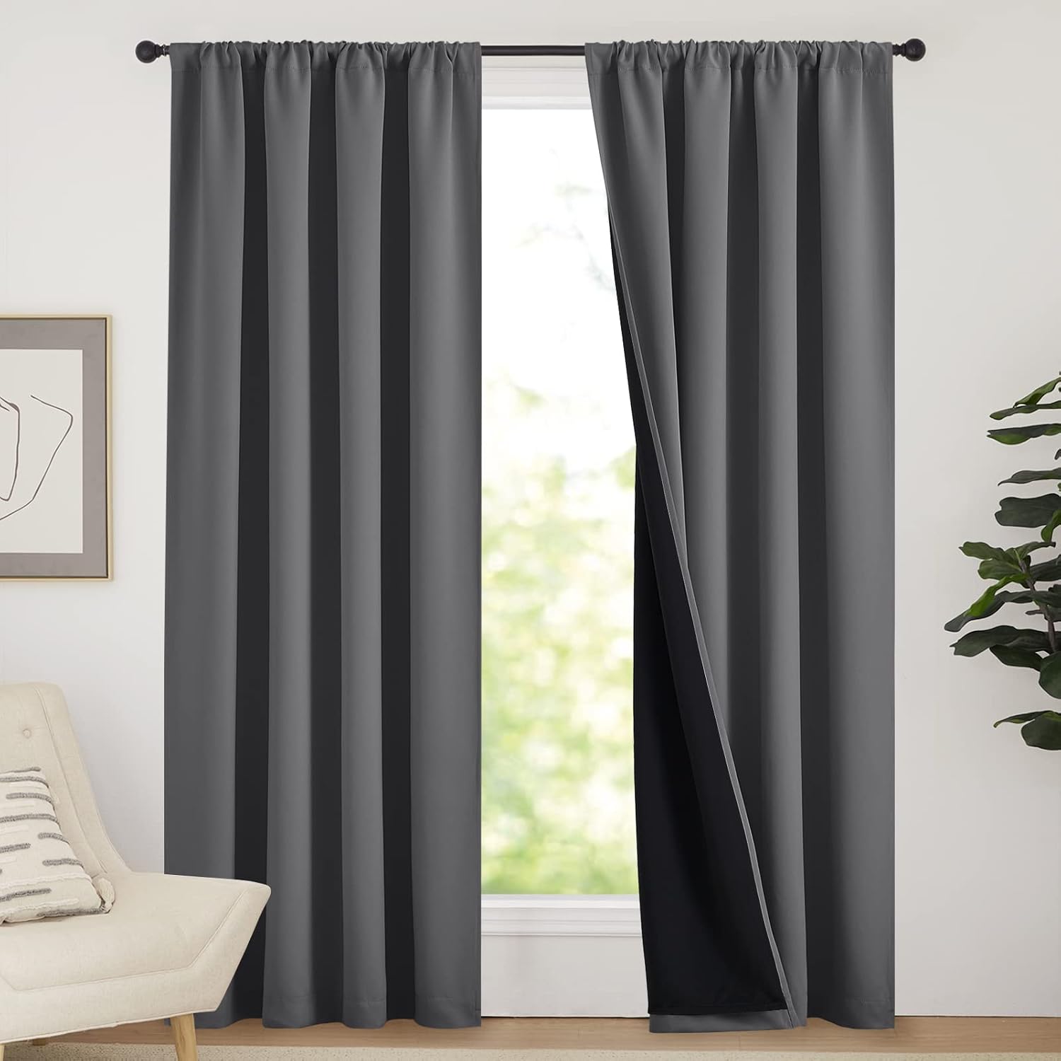 Nicetown Blackout Curtains for Bedroom, Pair of Energy Smart & Noise Blocking Out Full Shade Curtain Panels, Thermal Insulated Guest Room R…