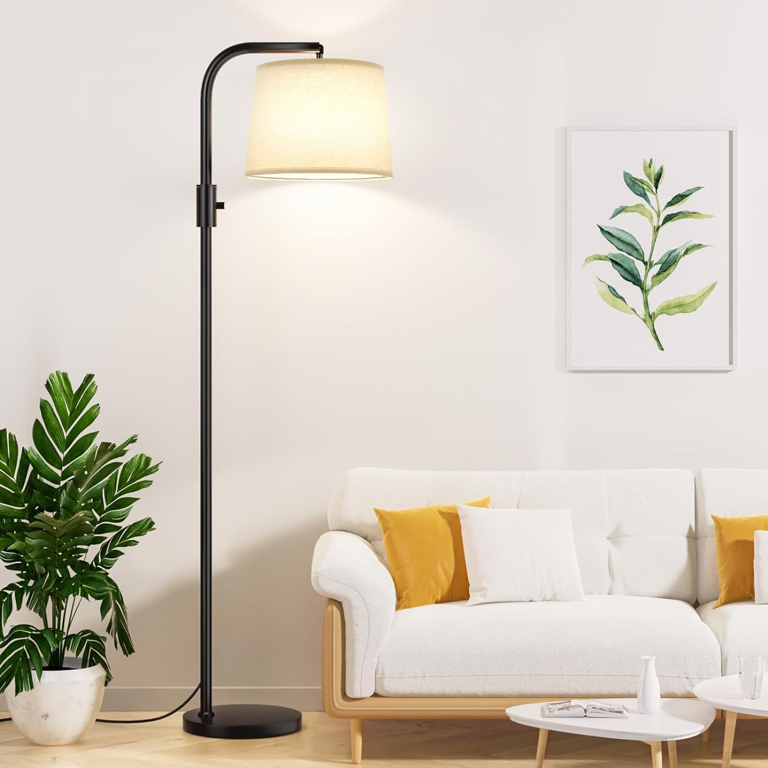 Ambimall Fully Dimmable Floor Lamp with 9W LED Bulb, Standing Lamp for Living Room with Adjustable Head, Modern Standing Tall Light with…