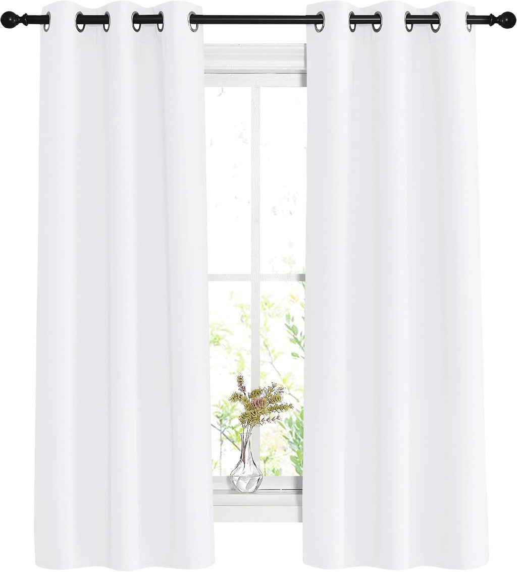 Nicetown White Curtains for Living Room - Thermal Insulated Window Treatment 50% Light Blocking Solid Grommet Top for Bedroom/Girl's Room (…