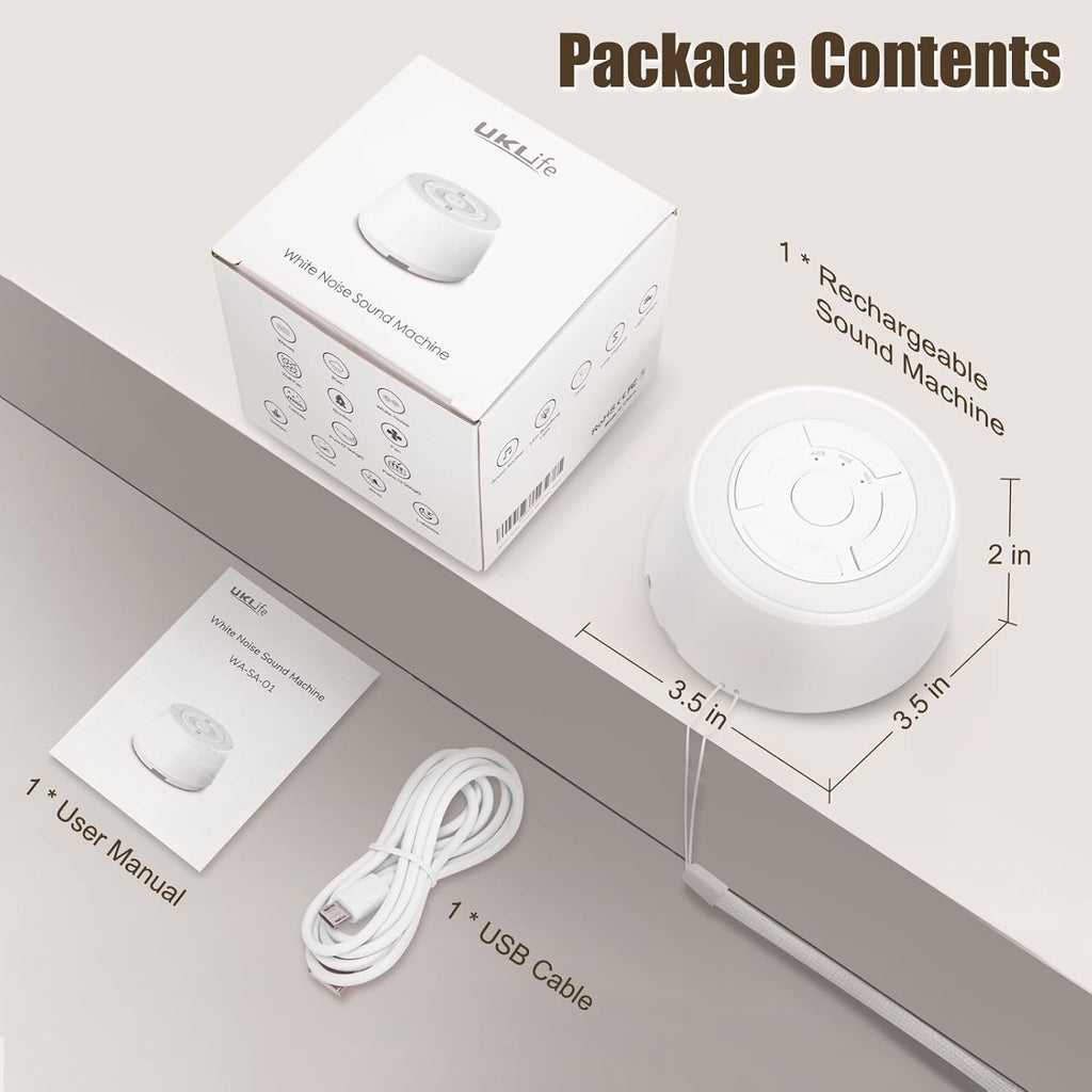 Sound Machine for Sleep - White Noise Sound Machine with Night Light Rechargeable White Noise Machine with 16 Soothing Sounds, Timer and…