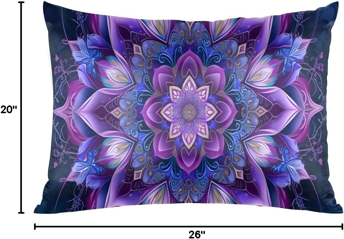 Satin Silk Pillowcase for Hair and Skin Ethnic Mandala Pillow Cases Standard Size Soft Silk Pillow Case with Envelope Closure Print Satin…