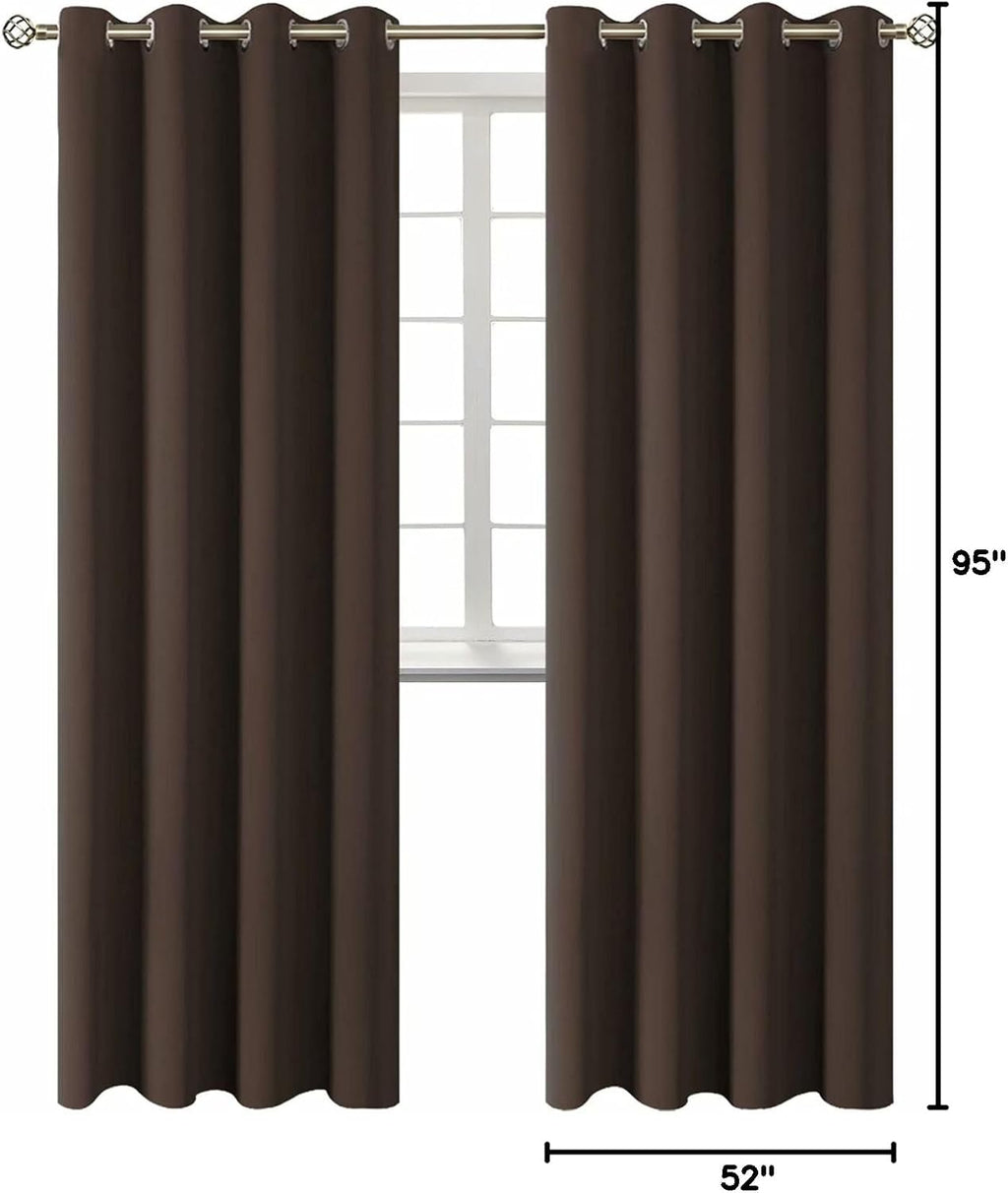 BGment Blackout Curtains for Bedroom - Grommet Thermal Insulated Room Darkening Curtains for Living Room, Set of 2 Panels (52 x 95 Inch, Br…