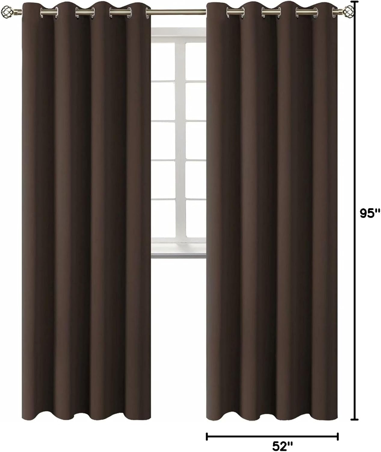 BGment Blackout Curtains for Bedroom - Grommet Thermal Insulated Room Darkening Curtains for Living Room, Set of 2 Panels (52 x 95 Inch, Br…