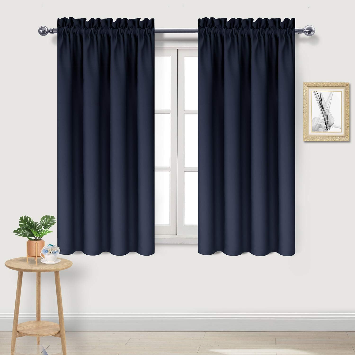 Dwcn Navy Room Darkening Blackout Curtains - Thermal Insulated Privacy Energy Saving Window Curtain Drapes 42 x 45 inch Length, Set of 2 Be…