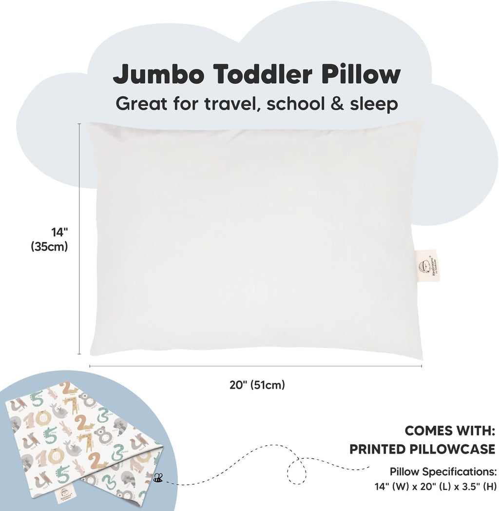 KeaBabies Toddler Pillow with Pillowcase, Jumbo 14X20 - Soft Organic Cotton Toddler Pillows for Sleeping - Machine Washable - Perfect for…