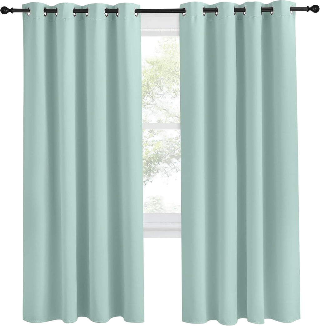 NICETOWN Kitchen Blackout Window Curtain Panel, Aqua Blue, 1 Panel, 55 by 78 inches Long, Home Fashion Thermal Insulated Solid Grommet…