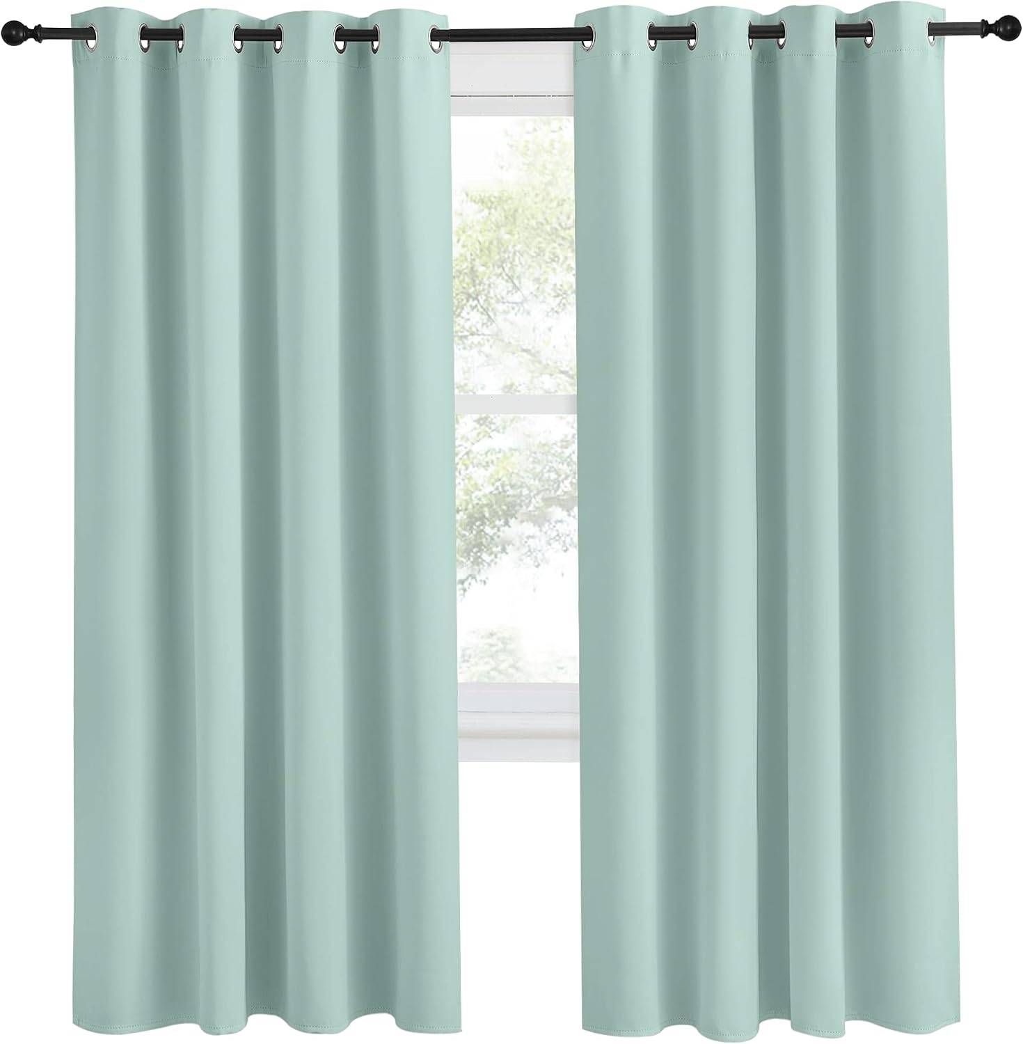 NICETOWN Kitchen Blackout Window Curtain Panel, Aqua Blue, 1 Panel, 55 by 78 inches Long, Home Fashion Thermal Insulated Solid Grommet…