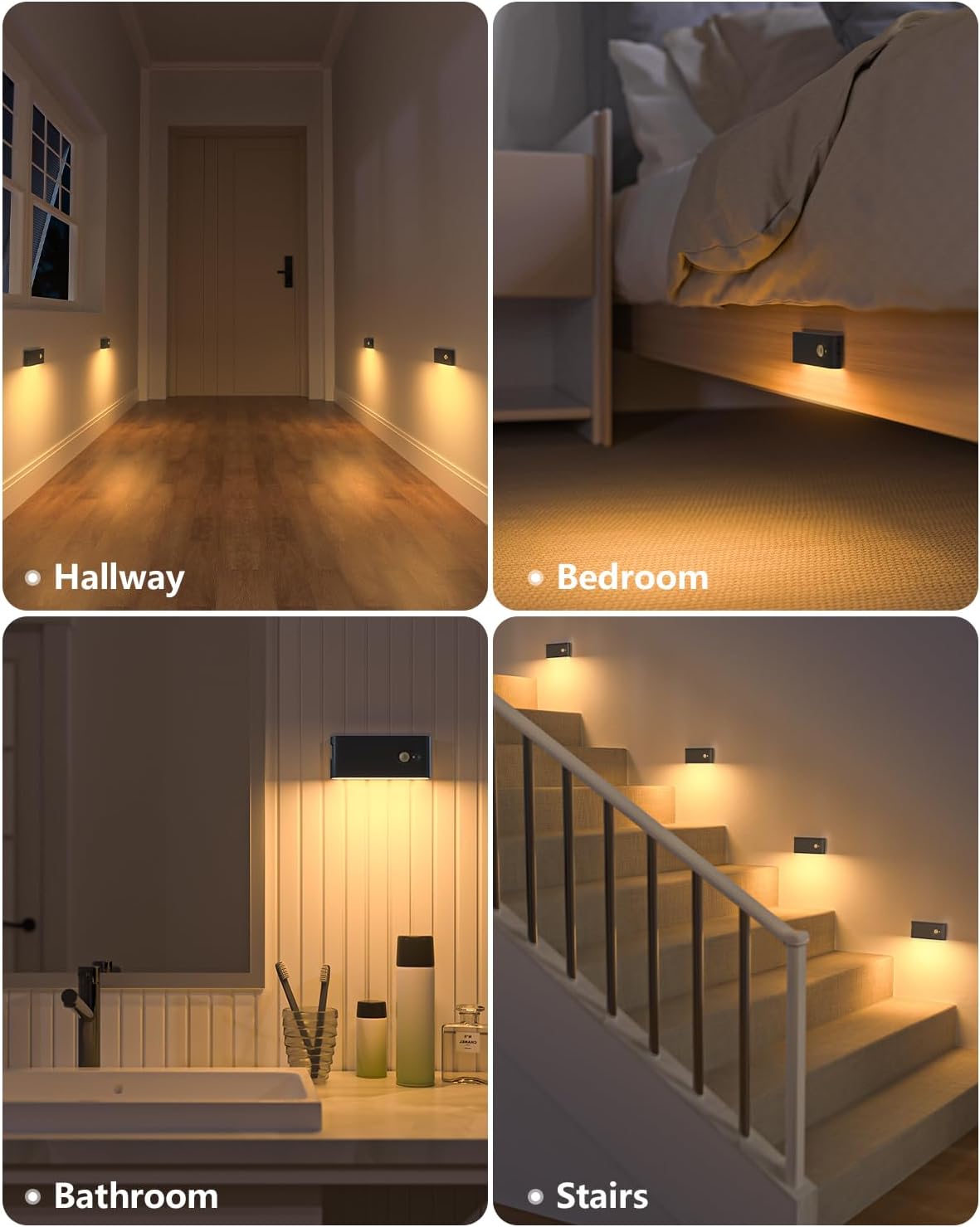 Willed Rechargeable Night Light, Wireless Stair Lights Indoor, Warm White Motion Sensor Light Indoor, Stick-Anywhere, Battery Powered Night…