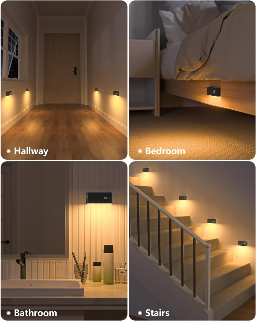 Willed Stair Lights Indoor, Warm White Rechargeable Night Light, Wireless Motion Sensor Light Indoor for Stairs, Hallway, Stairway, Bathroo…