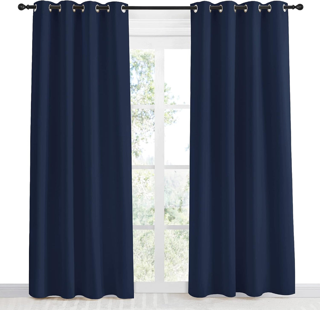 NICETOWN Blackout Curtain Panel, Navy Blue, 55 inches Wide by 86 inches Long, 1 PC, Light Blocking Room Darkening Drape/Drapery for…