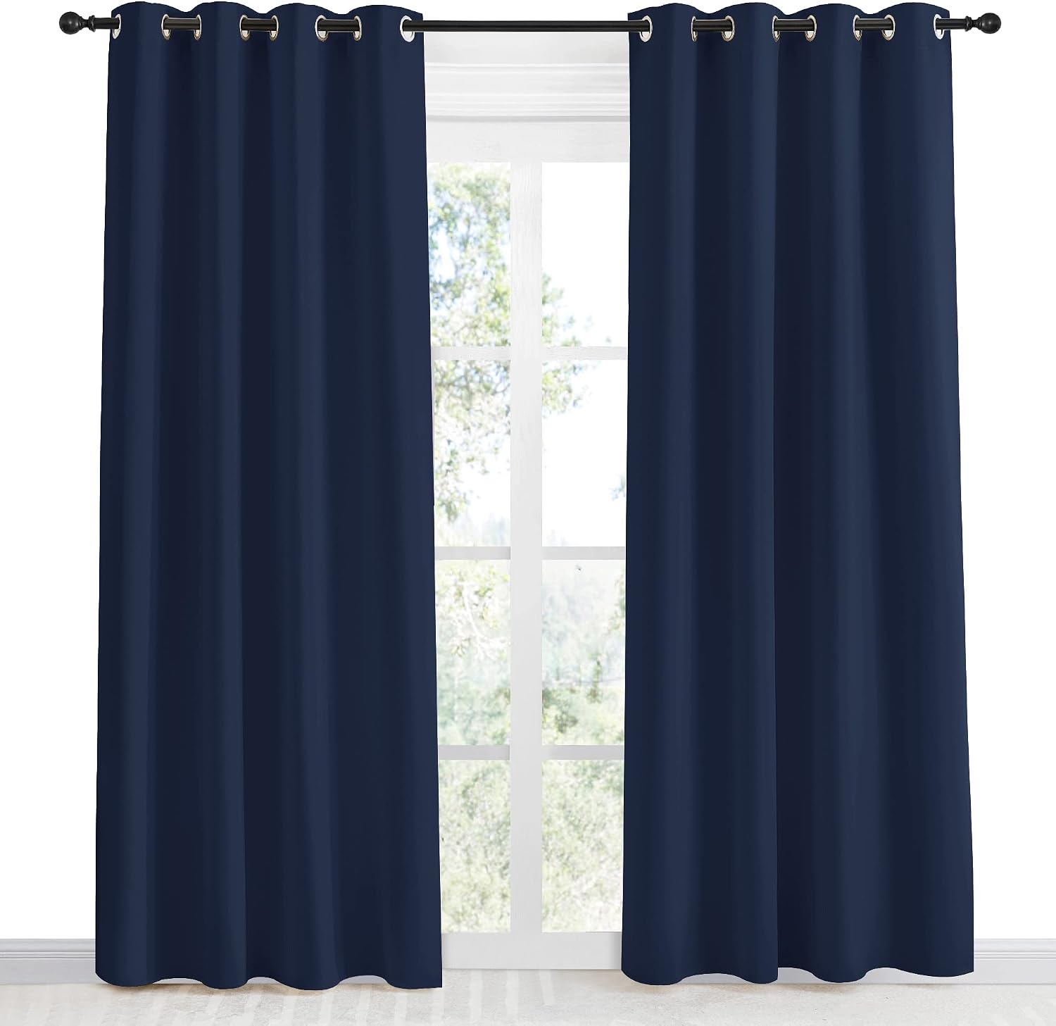 NICETOWN Blackout Curtain Panel, Navy Blue, 55 inches Wide by 86 inches Long, 1 PC, Light Blocking Room Darkening Drape/Drapery for…