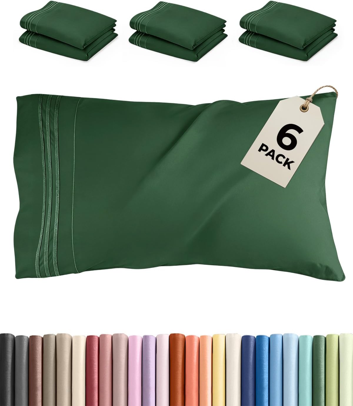 Queen Pillow Cases Set of 6 - Ultra Soft Hotel Quality Pillowcase Covers - Comfy & Wrinkle Free - Shrink & Fade Resistant - Machine…