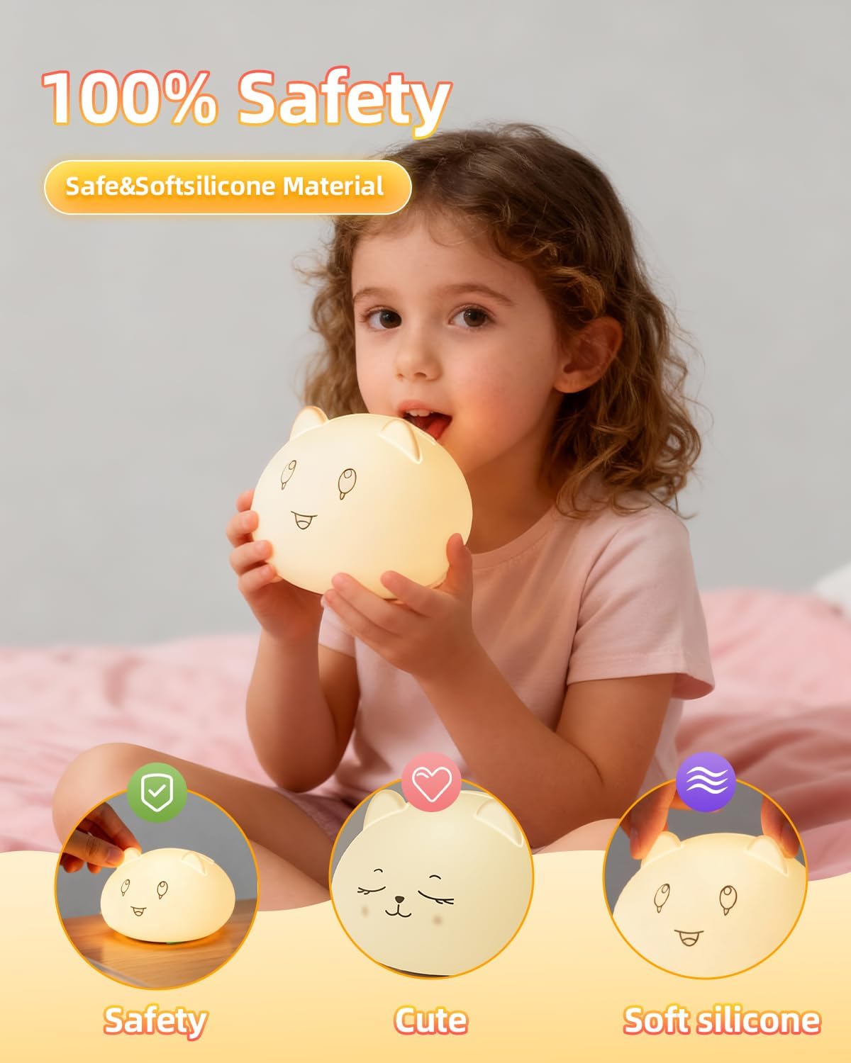 Capybara Night Light for Kids, Cute Animal Silicone Touch Lamp with Bluetooth Speaker, APP Control RGB Color Changing, Timer & Alarm…