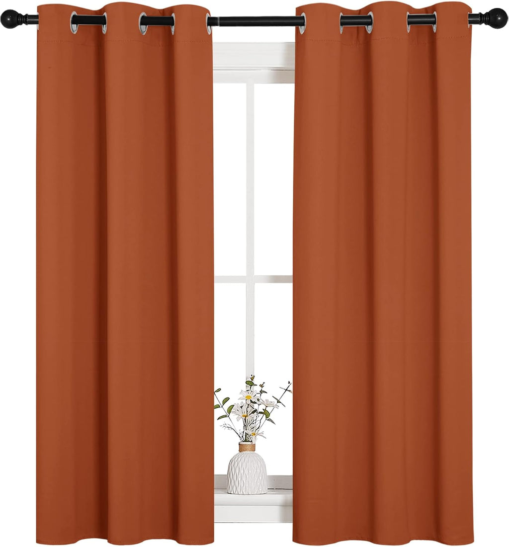 NICETOWN Blackout Halloween Draperies Curtains for Girls Room, Nursery Essential Thermal Insulated Grommet Top Blackout Panels (Burnt…