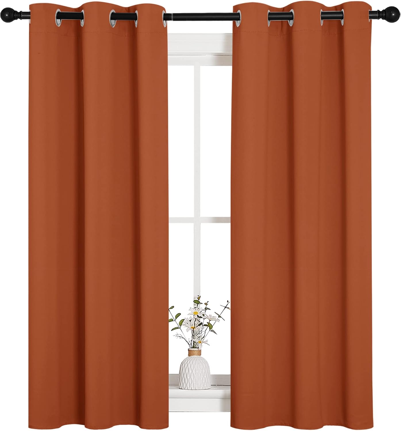 NICETOWN Blackout Halloween Draperies Curtains for Girls Room, Nursery Essential Thermal Insulated Grommet Top Blackout Panels (Burnt…