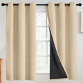 SimpleHome 100% Blackout Curtains for Bedroom, Thermal Insulated Grommet Window Drapes Room Darkening Beige Curtains for Living Room with Bl…