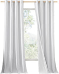 NICETOWN 100% Absolutely Blackout Linen Curtains with Thermal Insulated White Liner, White, 52 inches Wide, 90 inches Length Energy…
