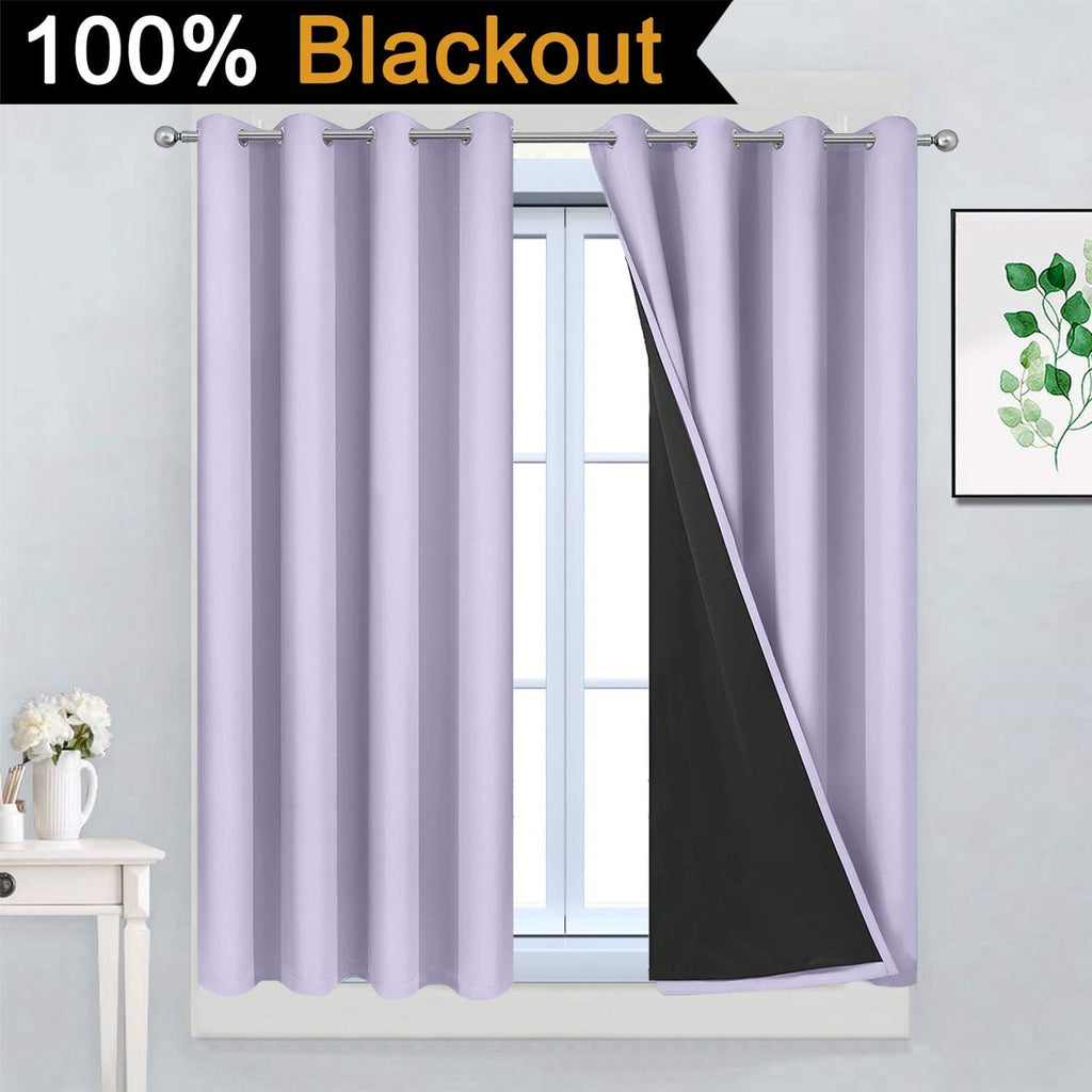Yakamok Full Blackout Curtains 45 Inches Long, Blackout Curtain Panels for Bedroom, 2 Thick Layers Grommet Top Thermal Insulated Drapes with…