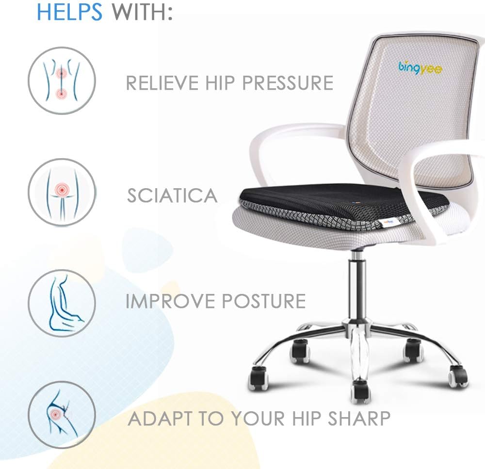 Gel Seat Cushion 1.8 Inch Thick Seating Pad Orthopedic Chair Cushions for Pressure Relief Gel Pads for Office Chair, Car, Home…