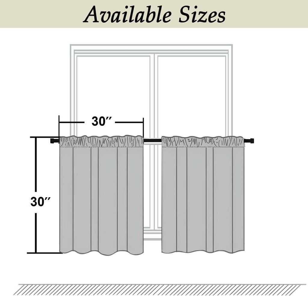 Simplebrand Ava Black Short 30 Inches Blackout Curtain 2 Panels Set, Half Window Rod Pocket Privacy Curtain Tiers for Kitchen, Curtains Bla…