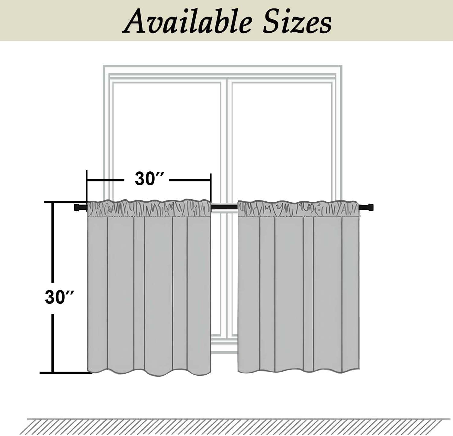 Simplebrand Ava Black Short 30 Inches Blackout Curtain 2 Panels Set, Half Window Rod Pocket Privacy Curtain Tiers for Kitchen, Curtains Bla…