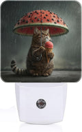Cute Cat Holding Umbrella Night Light, Plug Into Wall with Dusk to Dawn Light Sensors, Warm Nightlights for…