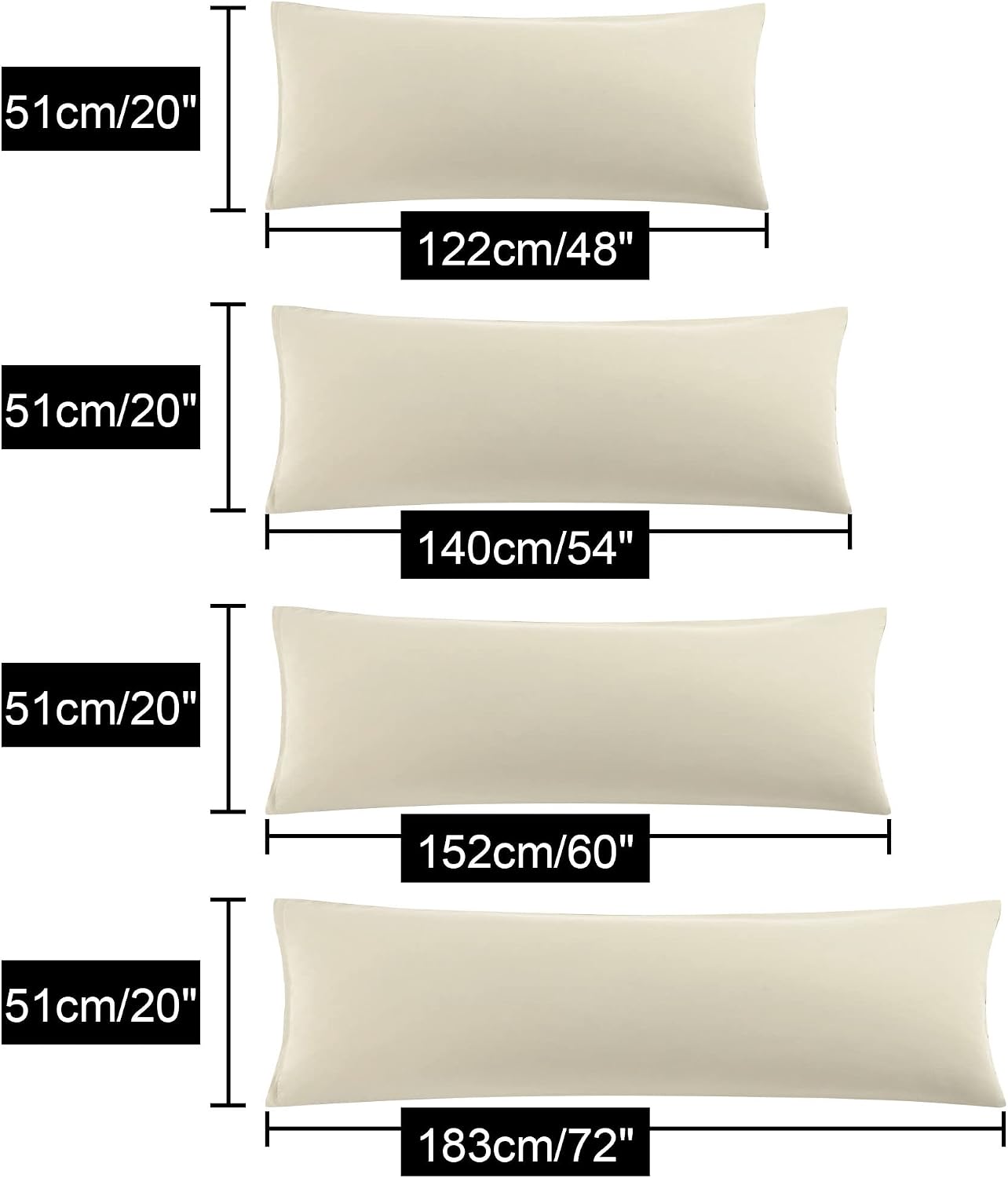 uxcell Soft Microfiber Body Pillow Cover with Zipper Closure, Long Pillow Cases for Body Pillows Weave for 90 GSM Polyester, Khaki Body (20…