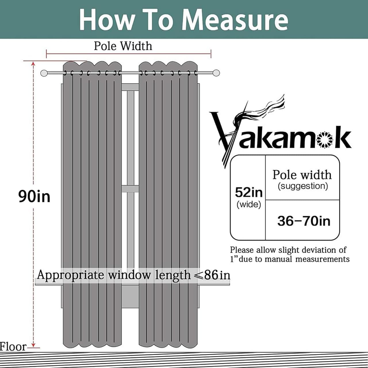 Yakamok Blackout Curtains Room Darkening Thermal Insulated Window Panels, Solid Grommet Top Drapes for Bedroom/Living Room(52Wx90L…