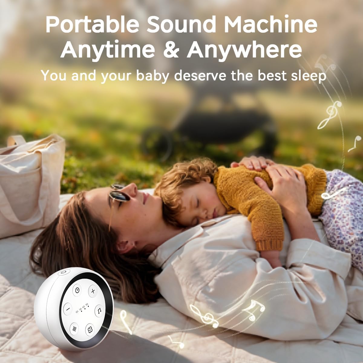 Battery Sound Machine Small White Noise Machine for Baby Kids Adult with 32 Volume Levels 32 Soothing Sounds Sleep Brown Noise Machine…