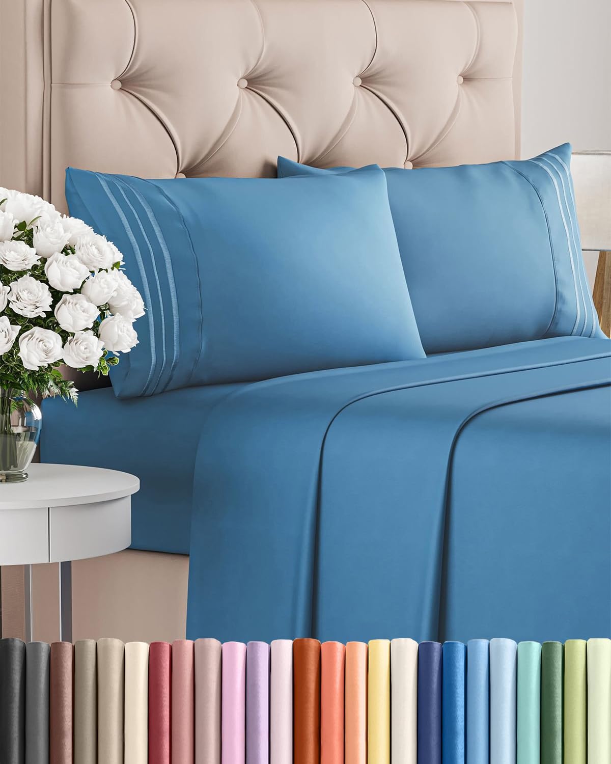 Full Size 4 Piece Sheet Set - Comfy Breathable & Cooling Sheets - Hotel Luxury Bed Sheets for Women and Men - Deep Pockets, Easy-Fit…