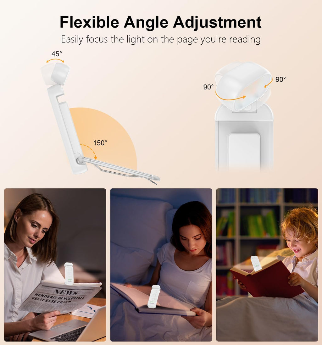 Gritin Reading Light, Rechargeable Book Light for Reading in Bed - Eye Caring 3 Color Temperatures, 5-Level Dimmable Brightness, Long…