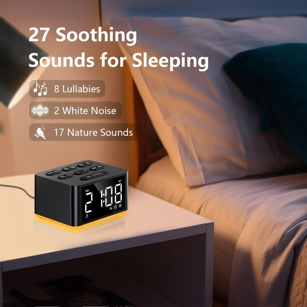 3 in 1】 Sound Machine Dual Alarm Clock Night Light White Noise Machine 27 Sleeping Sounds for Adults Kids Precise 32 Level Volume Sleep…