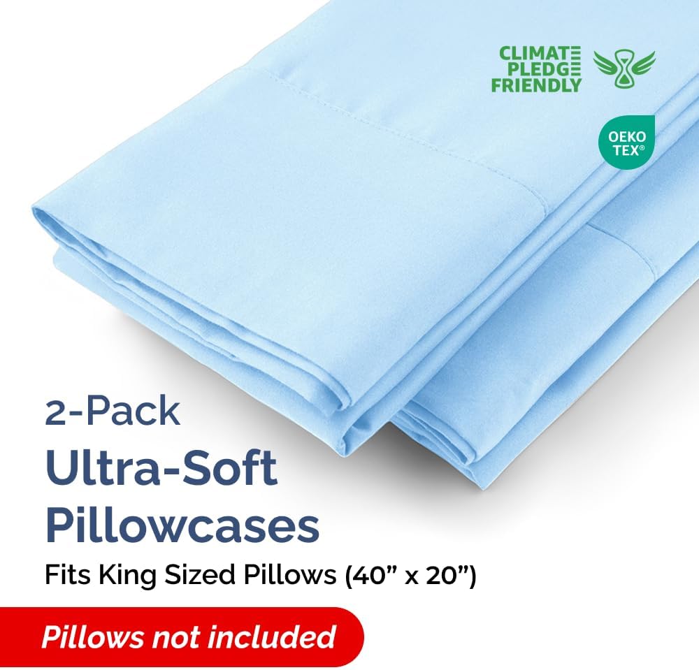 CGKUnlimited King Pillow Cases - 2 Pack - Super Soft Pillowcase Covers - Envelope Enclosure - Hotel Quality Pillow Protectors - Wrinkle Fre…