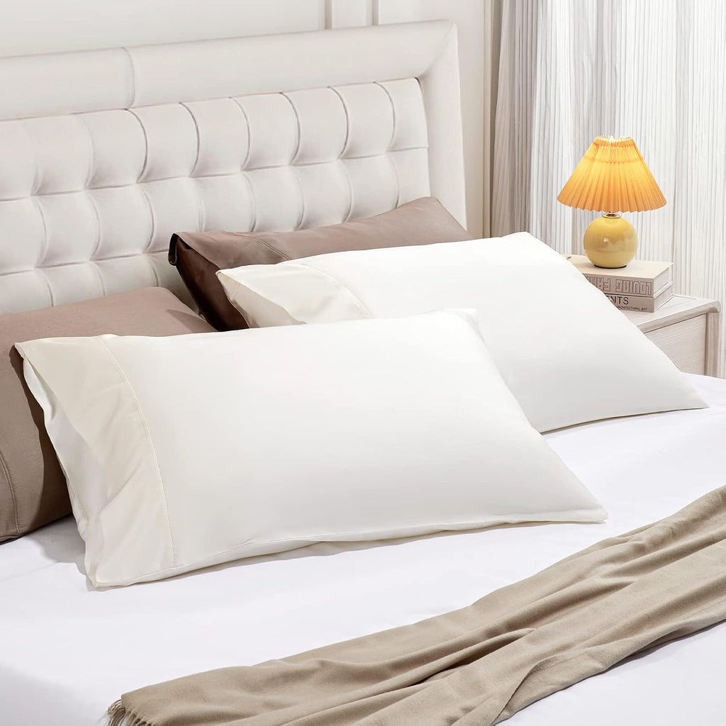 Stnomyhome Eucalyptus Tencel Cooling Pillowcase 2 Pack King Natural White | Moisture Wicking for Night Sweats | 3X Faster Drying | Oeko-TEX…